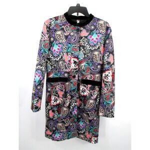 Order Plus Women XL Paisley Quilted Coat Velvet Trim Whimsical Boho Artsy Jacket